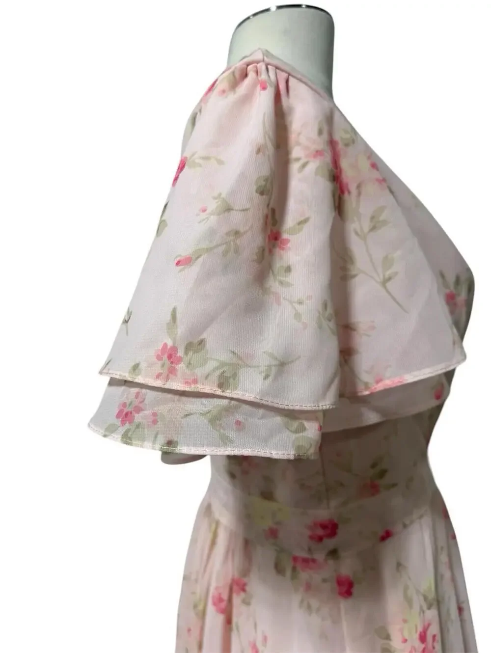 Chiffon Maxi Wedding Guest Floral Dress Size Small Modest - Picture 4 of 4
